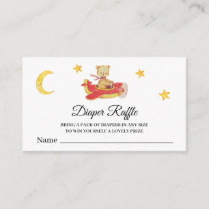 Tarjeta De Recepción *~* Diaper Raffle Teddy Bear Plano Estrellas de la