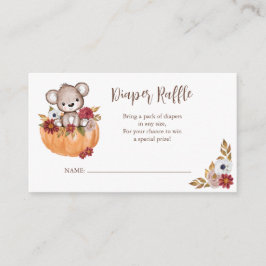 Tarjeta De Recepción Diaper Raffle Teddy Bear Pumpkin Baby Shower