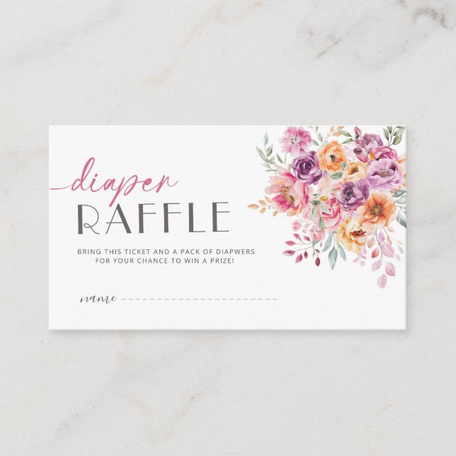 Tarjeta De Recepción Diaper Raffle Ticket | Baby in Bloom Blush Pink (Anverso)