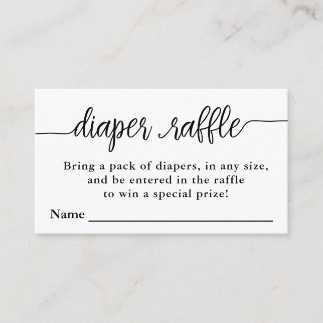 Tarjeta De Recepción Diaper Raffle Ticket, Baby Shower (Anverso)