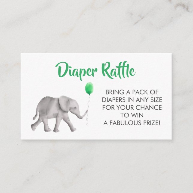 Tarjeta De Recepción Diaper Raffle Ticket Baby Shower, Green (Anverso)