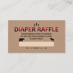 Tarjeta De Recepción Diaper Raffle Ticket Baby Shower Lumberjack Plaid