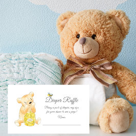 Tarjeta De Recepción Diaper Raffle Ticket Boy Teddy Bear Honey Bee