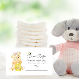 Tarjeta De Recepción Diaper Raffle Ticket Chica Teddy Bear Honey Bee