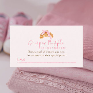 Tarjeta De Recepción Diaper Raffle Ticket Coquette Croissant