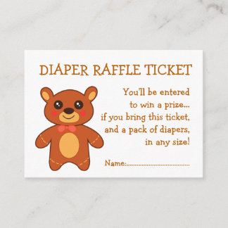 Tarjeta De Recepción Diaper Raffle Ticket Cuide Bear