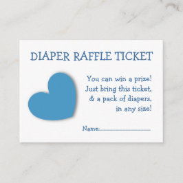 Tarjeta De Recepción Diaper Raffle Ticket Cute el corazón azul para beb