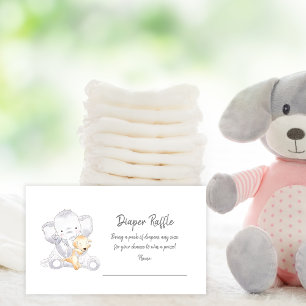 Tarjeta De Recepción Diaper Raffle Ticket Elefante Bebé Moderno