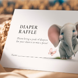 Tarjeta De Recepción Diaper Raffle Ticket Elephant Blue Boy