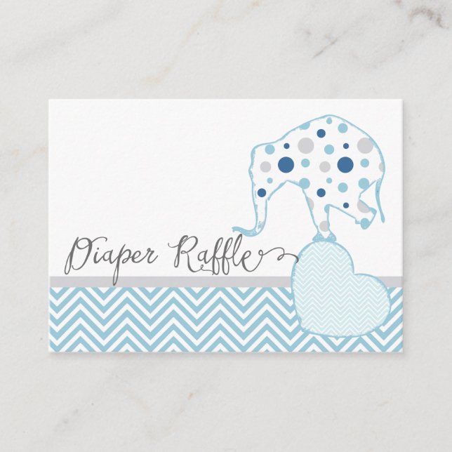 Tarjeta De Recepción Diaper Raffle Ticket Elephant Heart Baby Shower (Anverso)