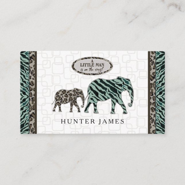 Tarjeta De Recepción Diaper Raffle Ticket Elephant Safari Baby Shower (Anverso)