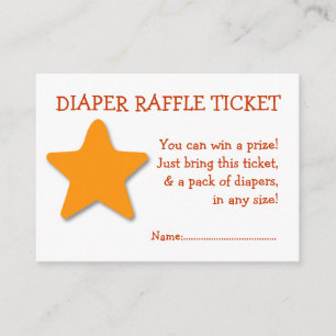 Tarjeta De Recepción Diaper Raffle Ticket Género NARANJA Neutral STAR
