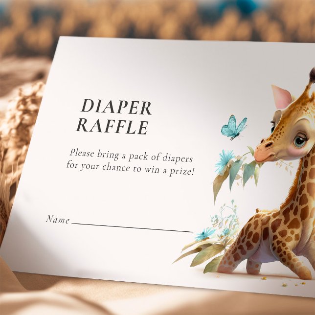Tarjeta De Recepción Diaper Raffle Ticket Giraffe Blue Boy Gabinete (Subido por el creador)