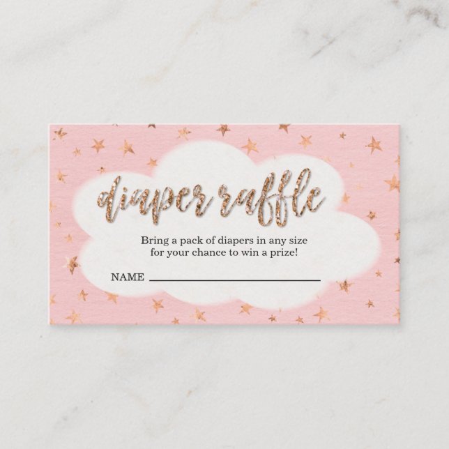 Tarjeta De Recepción Diaper Raffle Ticket Insert para Baby Shower Chica (Anverso)