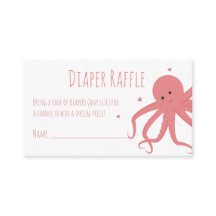 Diaper Raffle Ticket Octopus Rosa Hearts Animal