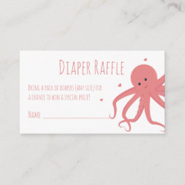 Tarjeta De Recepción Diaper Raffle Ticket Octopus Rosa Hearts Animal