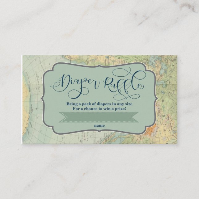 Tarjeta De Recepción Diaper Raffle Ticket para un Baby Shower de aventu (Anverso)
