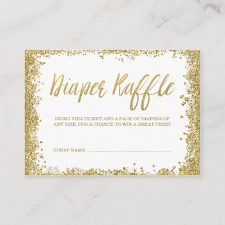Tarjeta De Recepción Diaper Raffle Ticket Purpurina de oro blanco