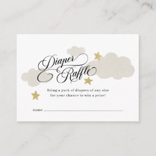 Tarjeta De Recepción Diaper Raffle Ticket Stars Cloud Baby Shower