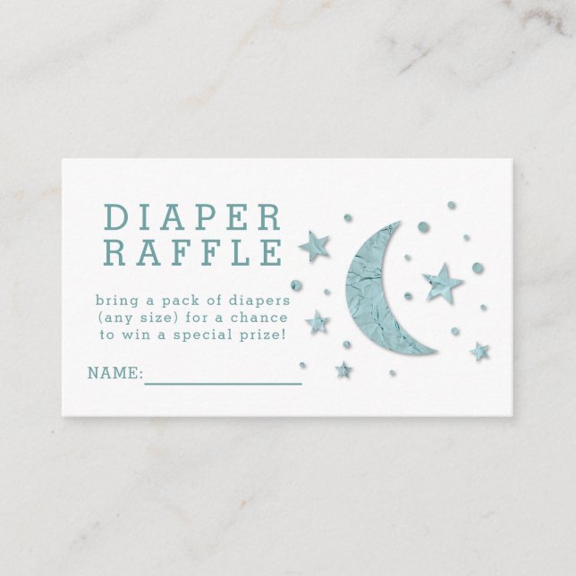 Tarjeta De Recepción Diaper Raffle Ticket Stars Moon Baby Shower (Anverso)