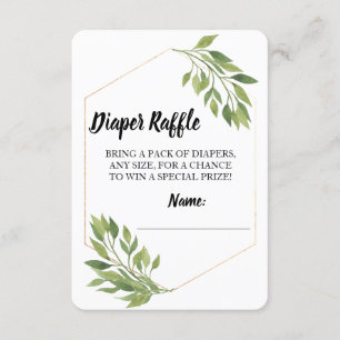 Tarjeta De Recepción Diaper Raffle ticket verde elegante Baby Shower