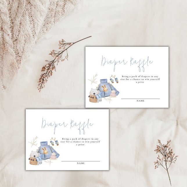 Tarjeta De Recepción Diaper Raffle Ticket Winter Toys Chica Baby Shower (Diaper Raffle Ticket Winter Toys Girl Baby Shower Enclosure Card)