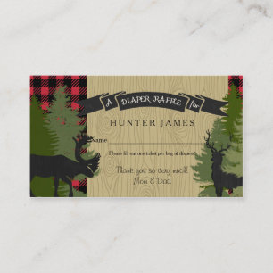 Tarjeta De Recepción Diaper Raffle Ticket Woodland Deer Antler Baby Boy