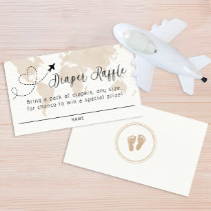 Tarjeta De Recepción Diaper Raffle Travel Tema Baby Shower