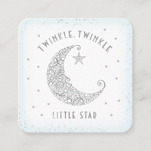 Tarjeta De Recepción Diaper Raffle Twinkle Little Star Baby Shower Blue (Anverso)