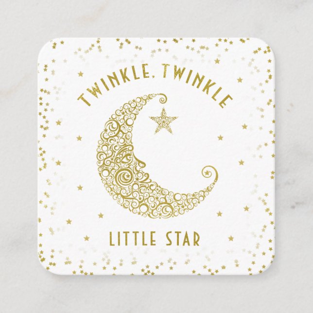 Tarjeta De Recepción Diaper Raffle Twinkle Little Star Baby Shower Gold (Anverso)