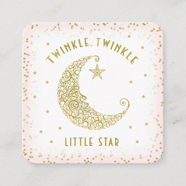 Tarjeta De Recepción Diaper Raffle Twinkle Little Star Baby Shower Pink (Anverso)