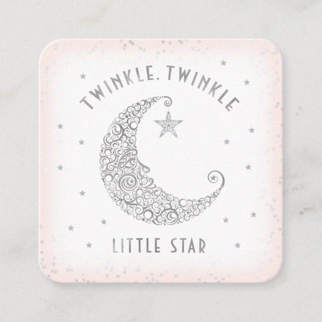 Tarjeta De Recepción Diaper Raffle Twinkle Little Star Baby Shower Pink (Anverso)