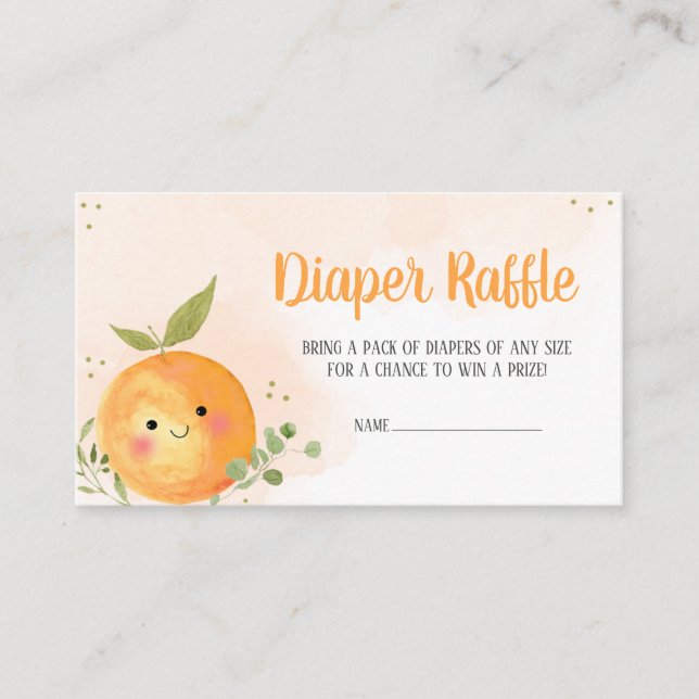 Tarjeta De Recepción Diaper Raffle, un pequeño Naranja de Citrus (Anverso)