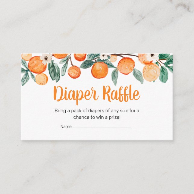 Tarjeta De Recepción Diaper Raffle, un poco cursi Naranjas botánicos (Anverso)