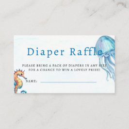 Tarjeta De Recepción Diaper Raffle Under Sea Horse Blue Boy Baby Shower