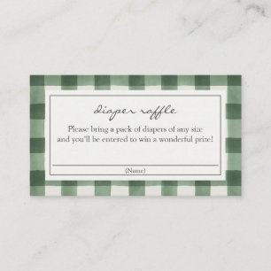 Tarjeta De Recepción Diaper Raffle verde de manteca de búfalo