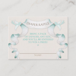 Tarjeta De Recepción Diaper Raffle Vintage Carriage Ivory Mint Gingham