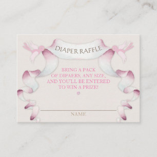 Tarjeta De Recepción Diaper Raffle Vintage Carriage Ivory Pink Gingham