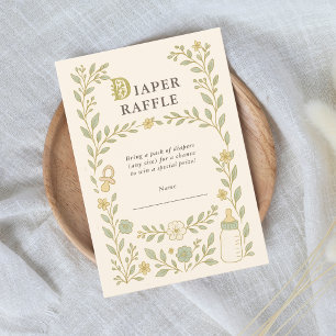 Tarjeta De Recepción Diaper Raffle Vintage Storybook Chica Baby Shower