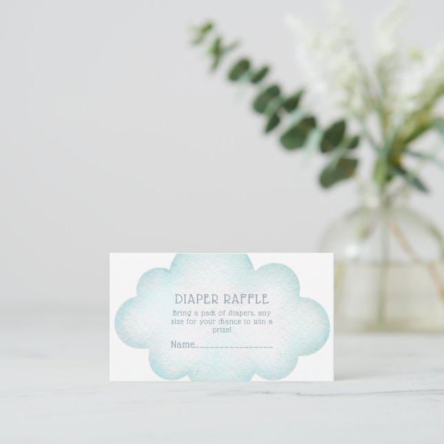 Tarjeta De Recepción Diaper Raffle Watercolor Cloud Baby Shower (Anverso de pie)