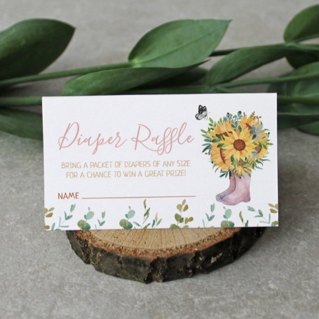 Tarjeta De Recepción Diaper Raffle Watercolor Lluvia Rosa Boots (Subido por el creador)