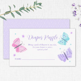 Tarjeta De Recepción Diaper Raffle Watercolor Mariposa Baby Shower