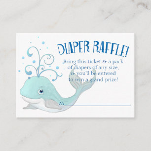 Tarjeta De Recepción Diaper Raffle Whale Baby Shower Little Boy Blue