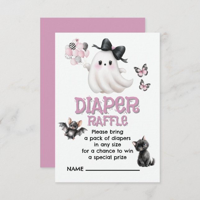 Tarjeta De Recepción Diaper Raffle Whimsy con un deslumbrante giro (Anverso / Reverso)