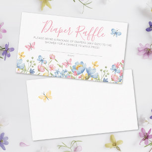 Tarjeta De Recepción Diaper Raffle Wildflower Baby Shower