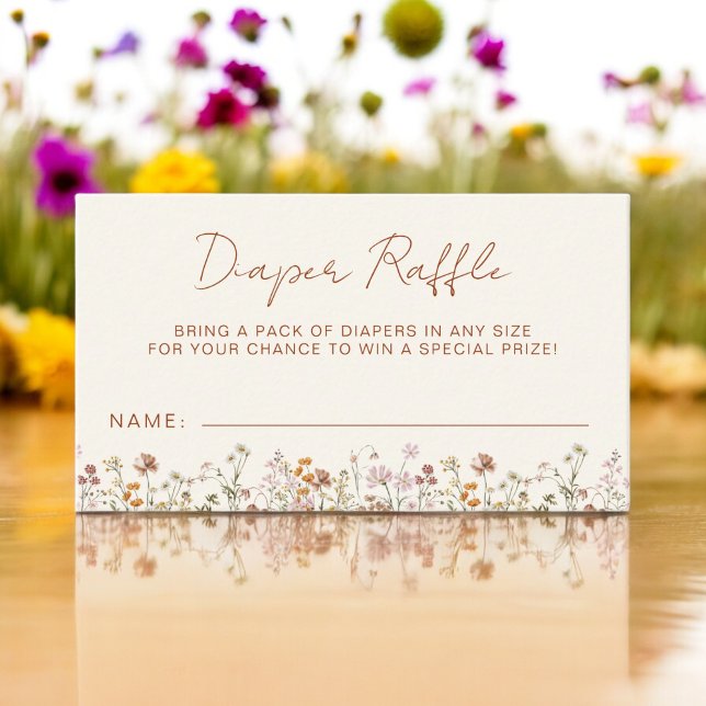 Tarjeta De Recepción Diaper Raffle Wildflower Terracotta Baby Shower (Subido por el creador)