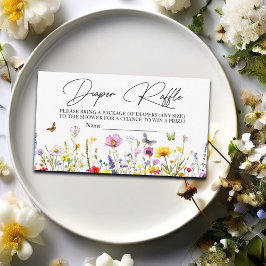 Tarjeta De Recepción Diaper Raffle Wildflowers Butterflies Baby Shower