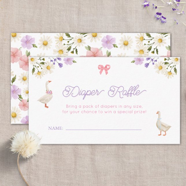 Tarjeta De Recepción Diaper Raffle Wildflowers Geese Baby Shower (Subido por el creador)