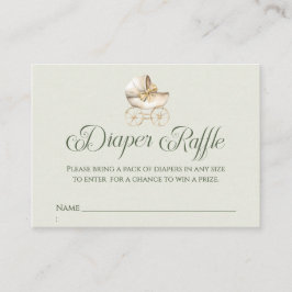 Tarjeta De Recepción Diaper Raffle Winter Greenery Baby Shower