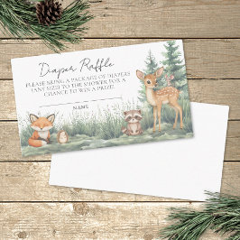 Tarjeta De Recepción Diaper Raffle Woodland Forest Animals Baby Shower